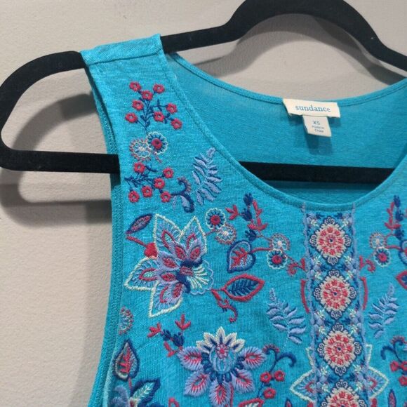Sundance Womens Hidden Garden 100% Linen Embroidered Floral Dress Size XS Blue - Picture 6 of 10